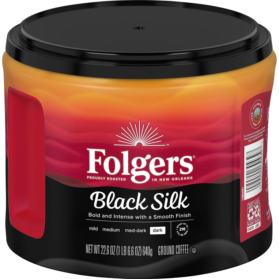 Folgers Black Silk Ground Coffee, Dark Roast, 22.6 oz.