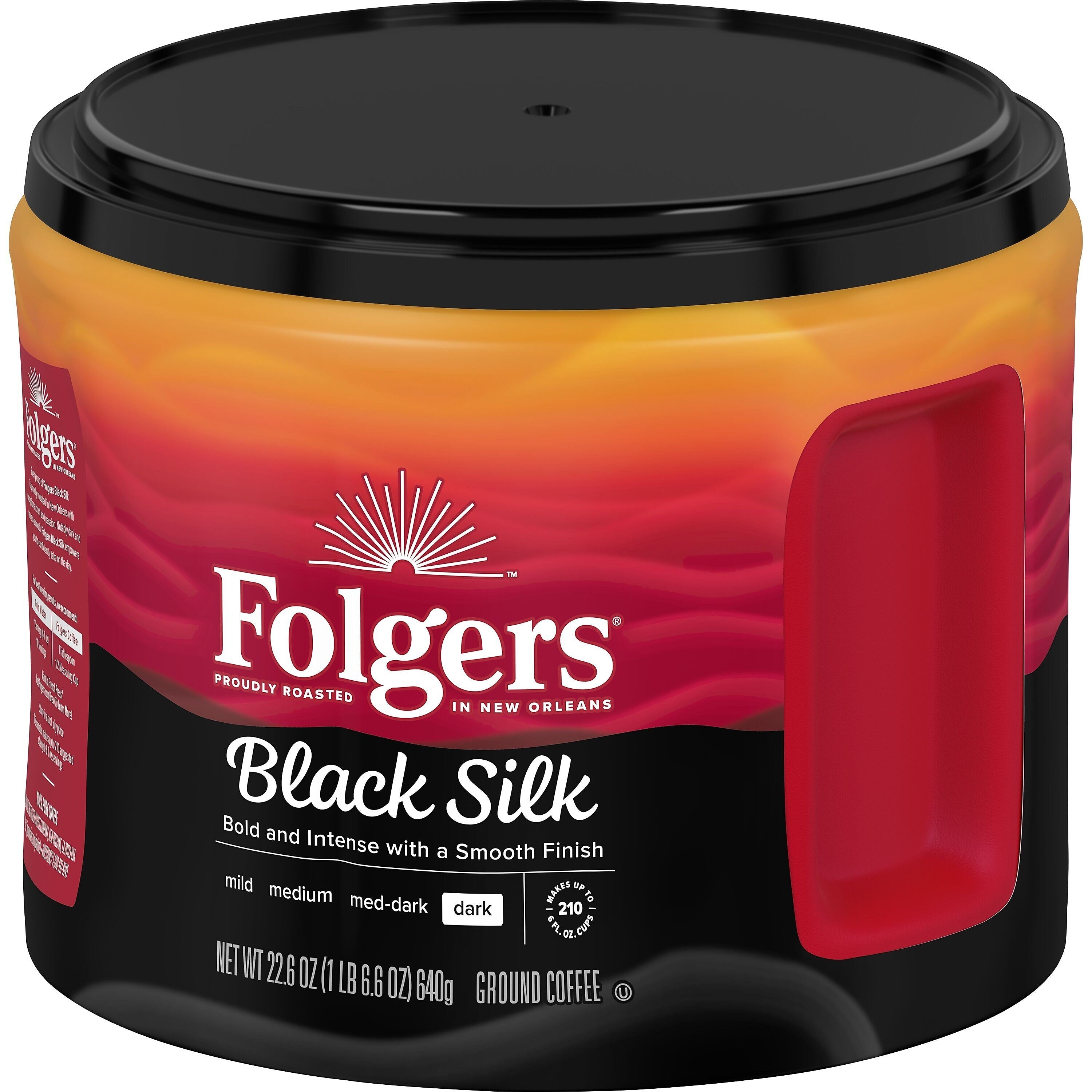 Folgers Black Silk Ground Coffee, Dark Roast, 22.6 oz.