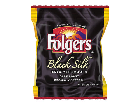 Folgers Black Silk Ground Coffee, Dark Roast, 42/Carton