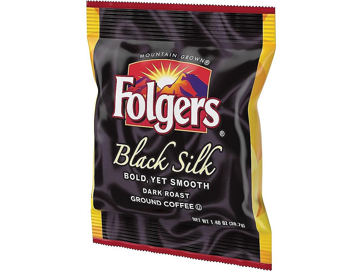 Folgers Black Silk Ground Coffee, Dark Roast, 42/Carton