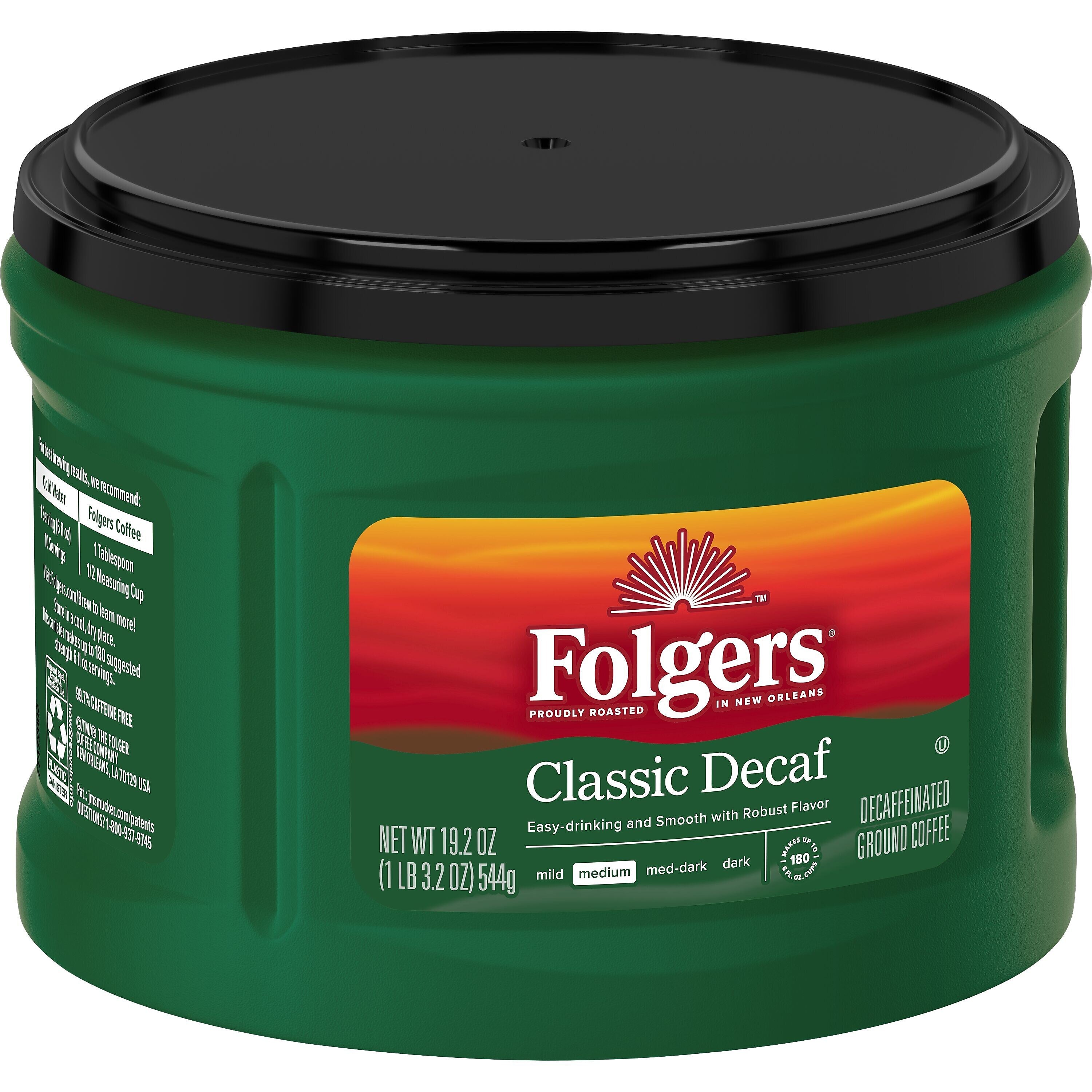 Folgers Classic Decaf Roast Ground Coffee, Medium Roast, 19.2 oz.