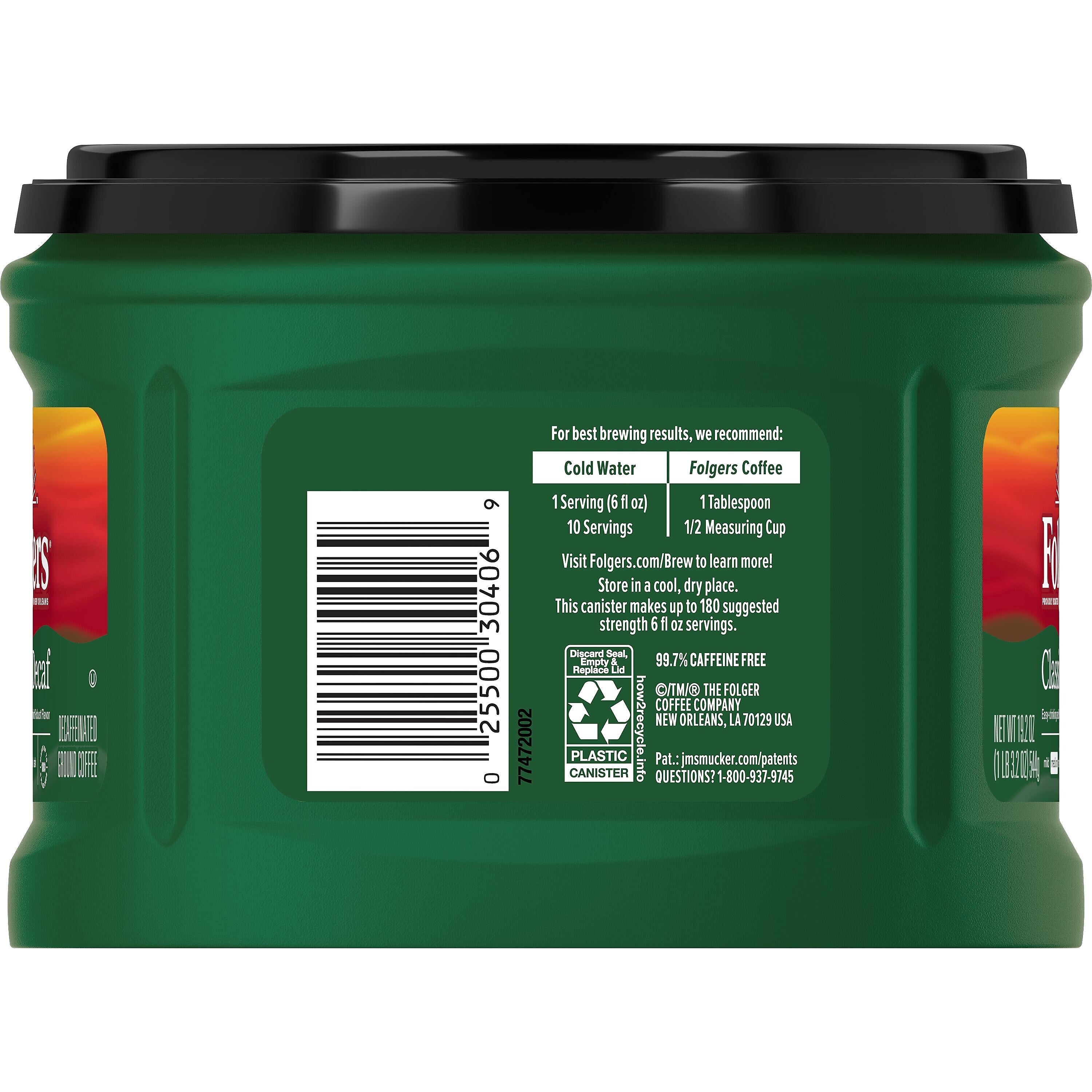 Folgers Classic Decaf Roast Ground Coffee, Medium Roast, 19.2 oz.