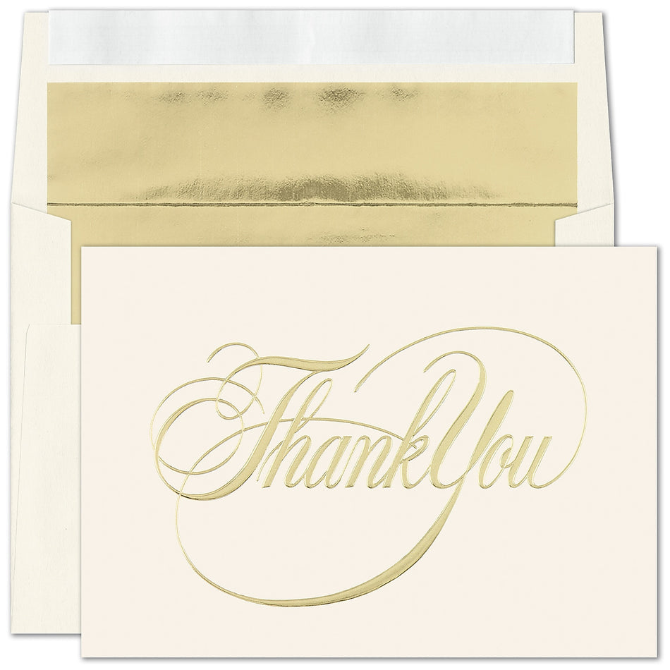 "Formal Thank You" Card w/ Gold Lined Ecru Envelope, 25/BX