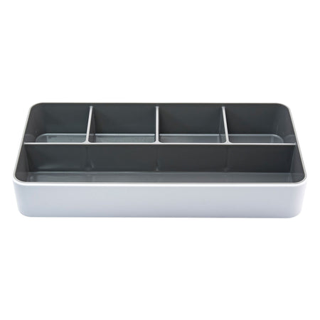 Fusion 5-Compartment Plastic Accessory Holders, White/Gray