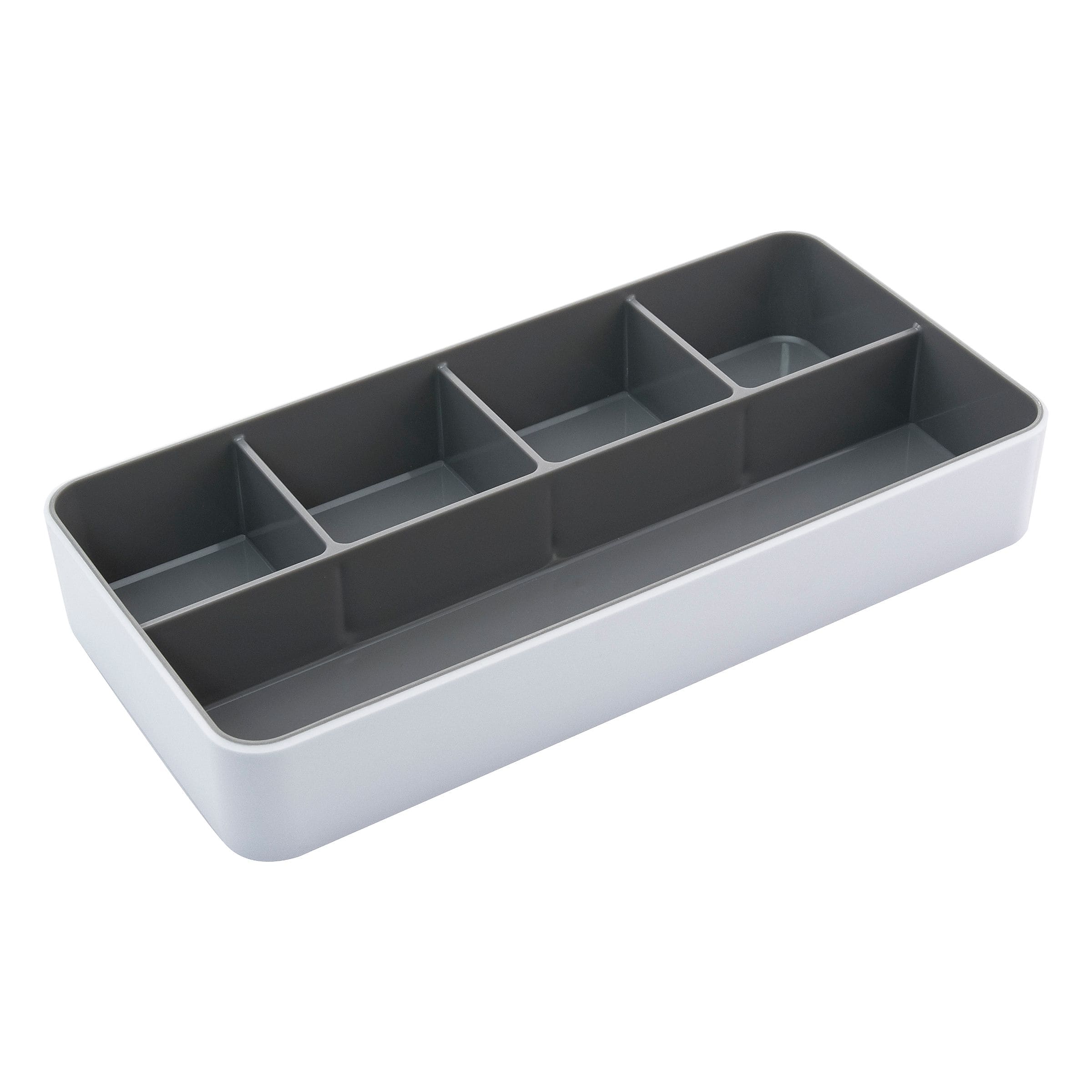 Fusion 5-Compartment Plastic Accessory Holders, White/Gray