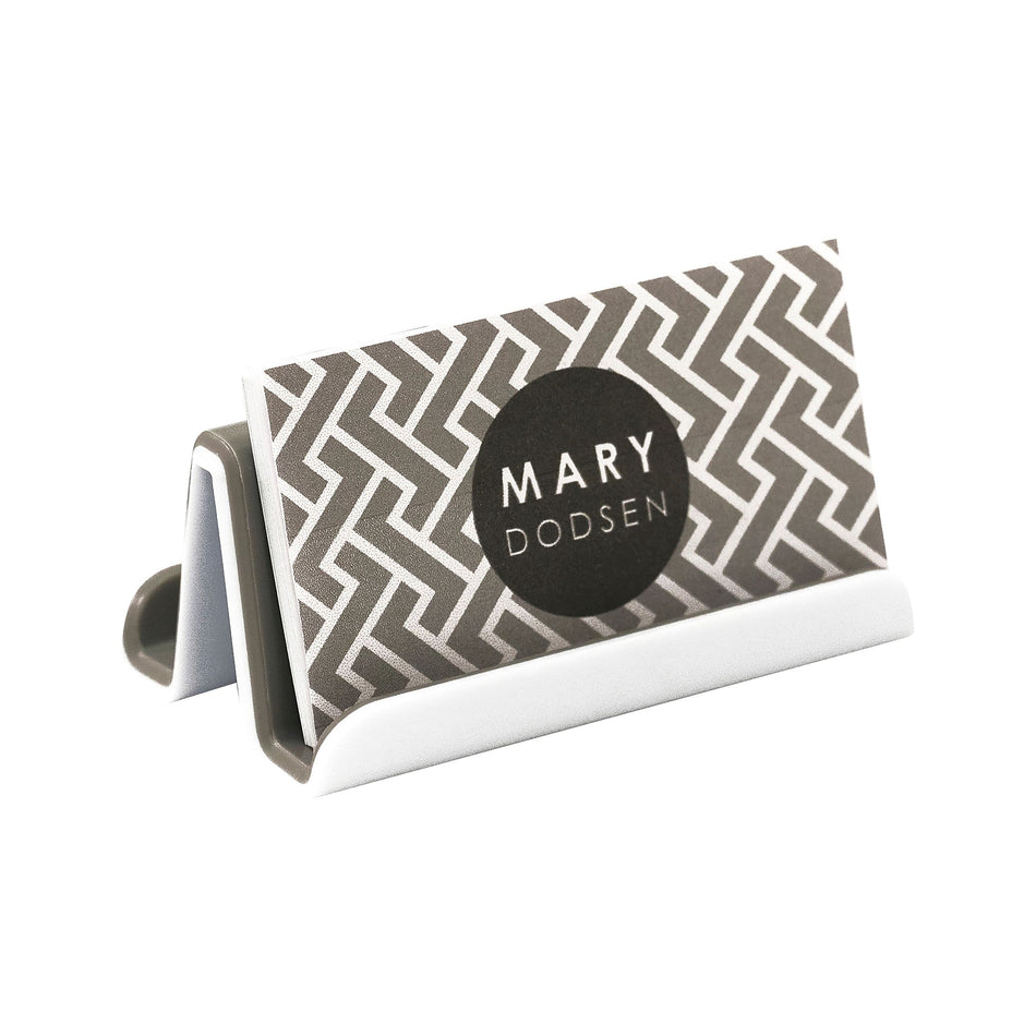 Fusion Business Card Holder, White and Gray