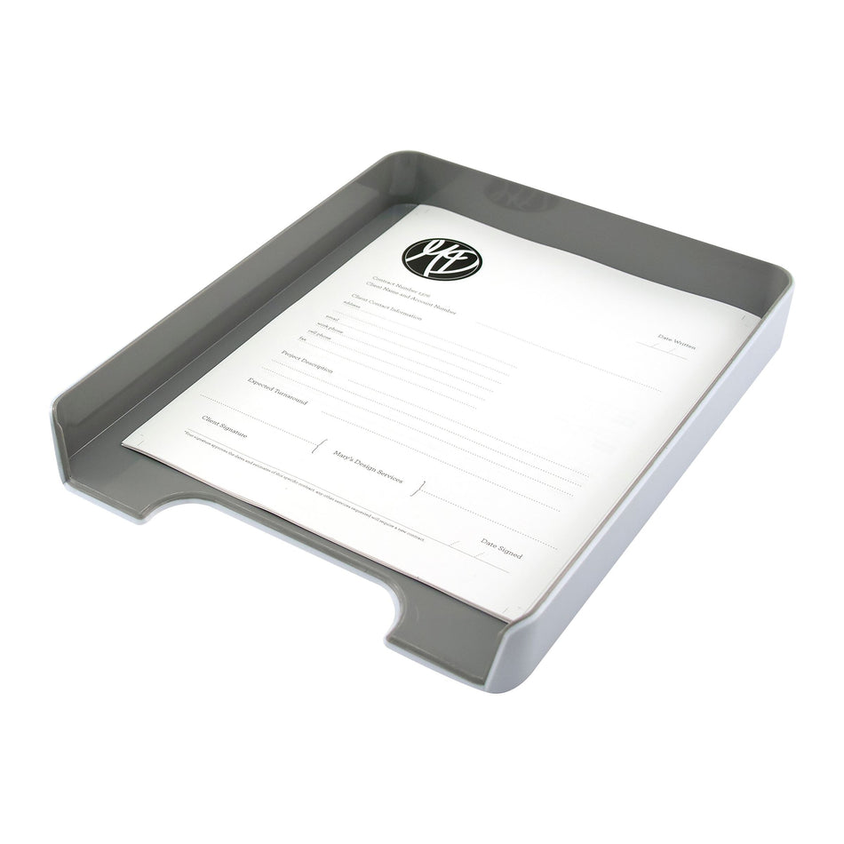 Fusion Letter Tray, White and Gray