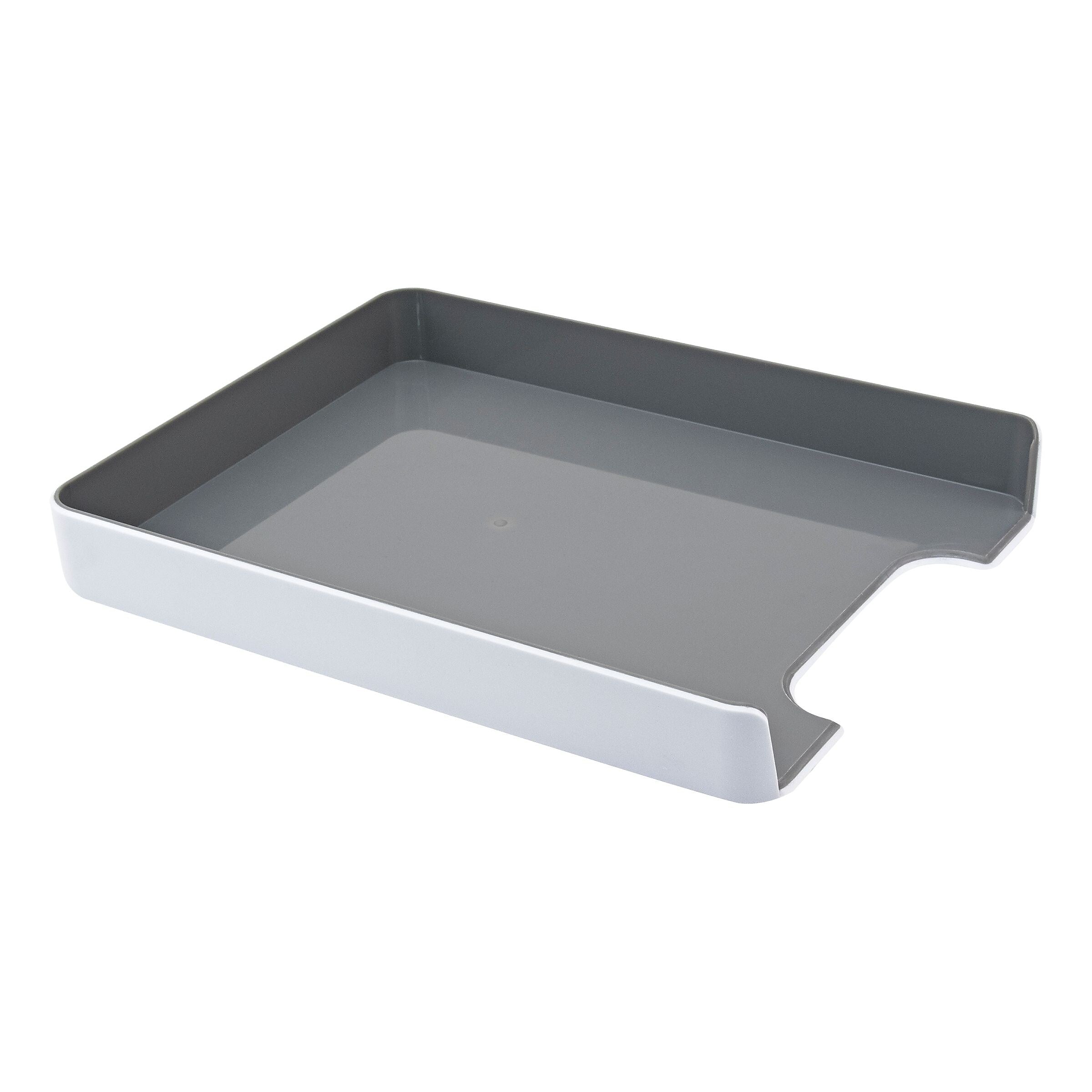 Fusion Letter Tray, White and Gray