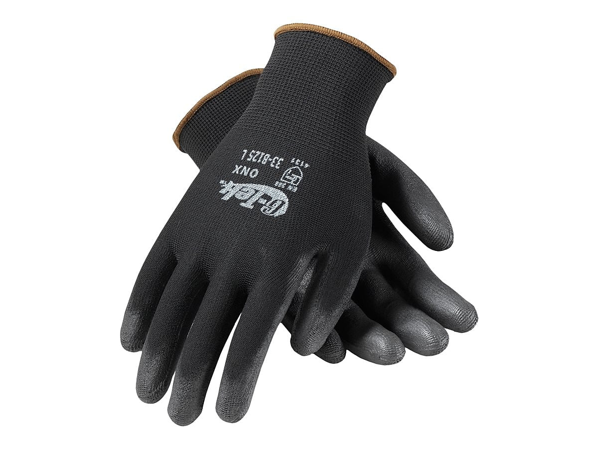 G-Tek 33-B125 Polyurethane Coated Nylon Gloves, Large, 13 Gauge, Black, 12 Pairs