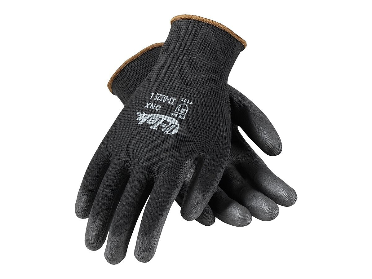 G-Tek 33-B125 Polyurethane Coated Nylon Gloves, Medium, 13 Gauge, Black, 12 Pairs