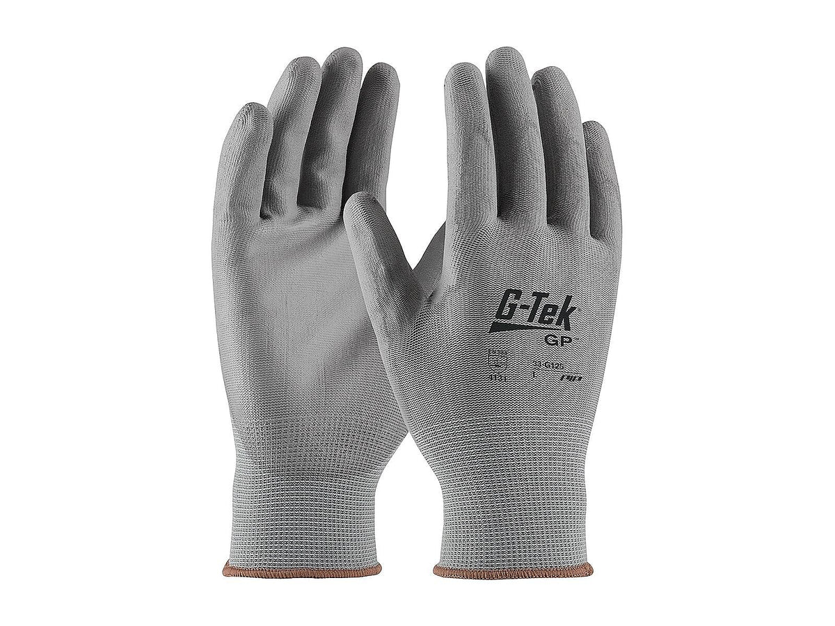 G-Tek 33-G125 Polyurethane Coated Nylon Gloves, Medium, 13 Gauge, Gray, 12 Pairs