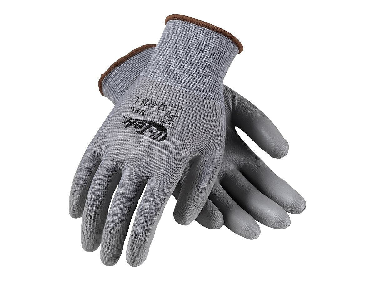 G-Tek 33-G125 Polyurethane Coated Nylon Gloves, Small, 13 Gauge, Gray, 12 Pairs