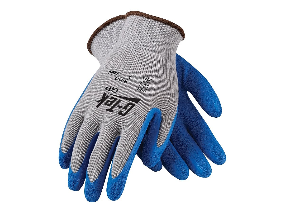 G-Tek Coated Work Gloves, CL Seamless Cotton/Polyester Knit With Latex Coating, L, 12 Pairs