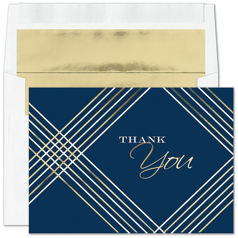 "Geometric Thank You" Card w/ Gold Lined White Envelope, 100/BX