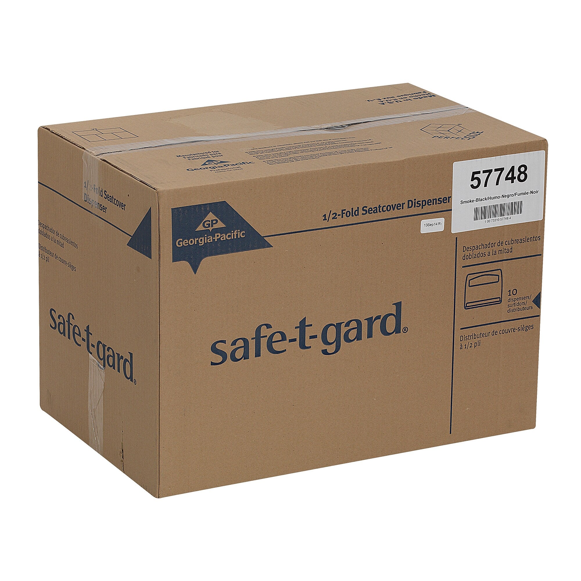 Georgia-Pacific Safe-T-Gard Toilet Seat Cover Dispenser, Half-fold, Black, 10/Carton