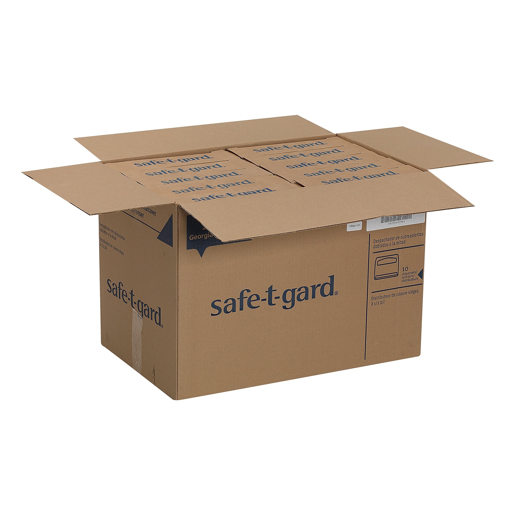 Georgia-Pacific Safe-T-Gard Toilet Seat Cover Dispenser, Half-fold, Black, 10/Carton