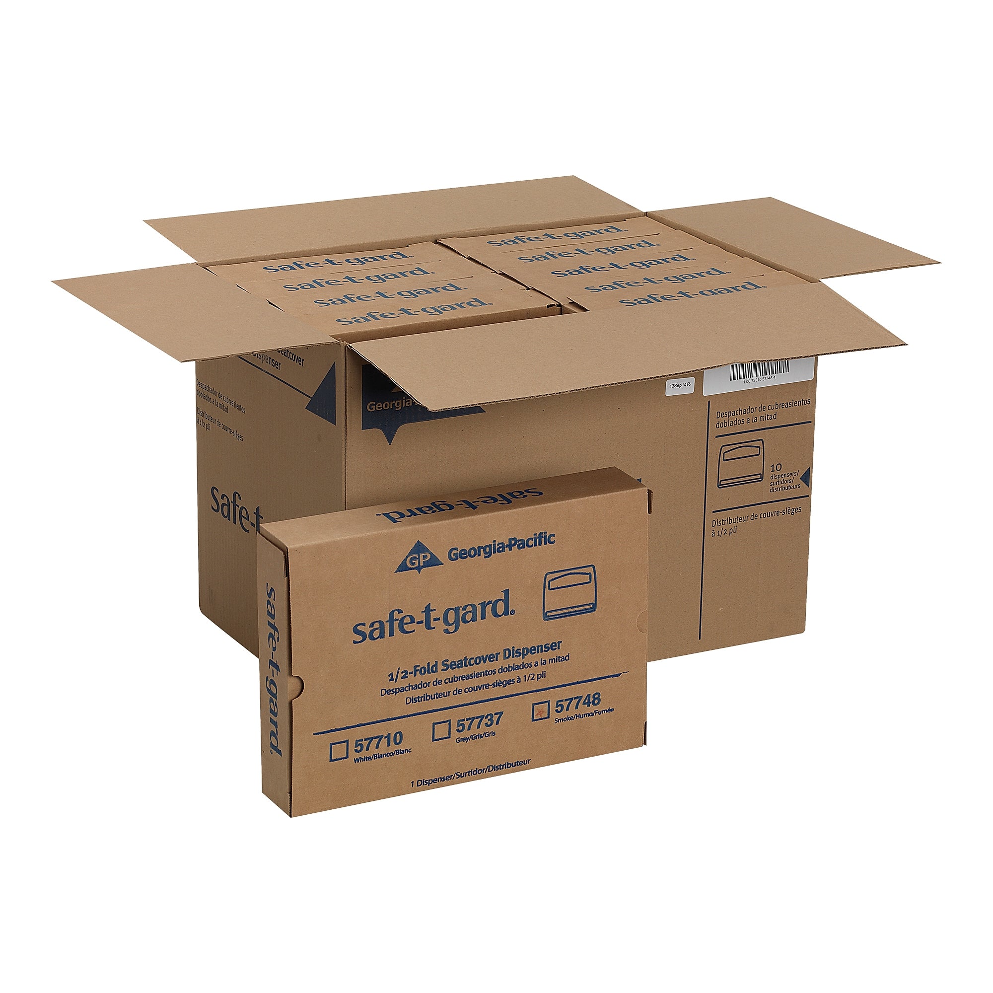 Georgia-Pacific Safe-T-Gard Toilet Seat Cover Dispenser, Half-fold, Black, 10/Carton