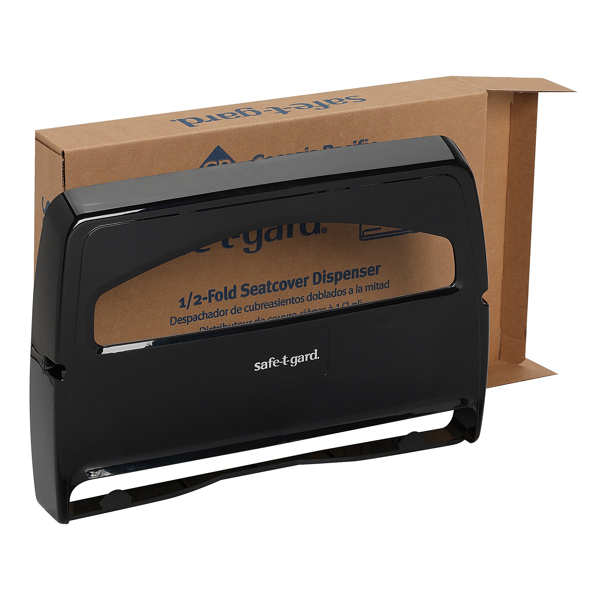 Georgia-Pacific Safe-T-Gard Toilet Seat Cover Dispenser, Half-fold, Black, 10/Carton