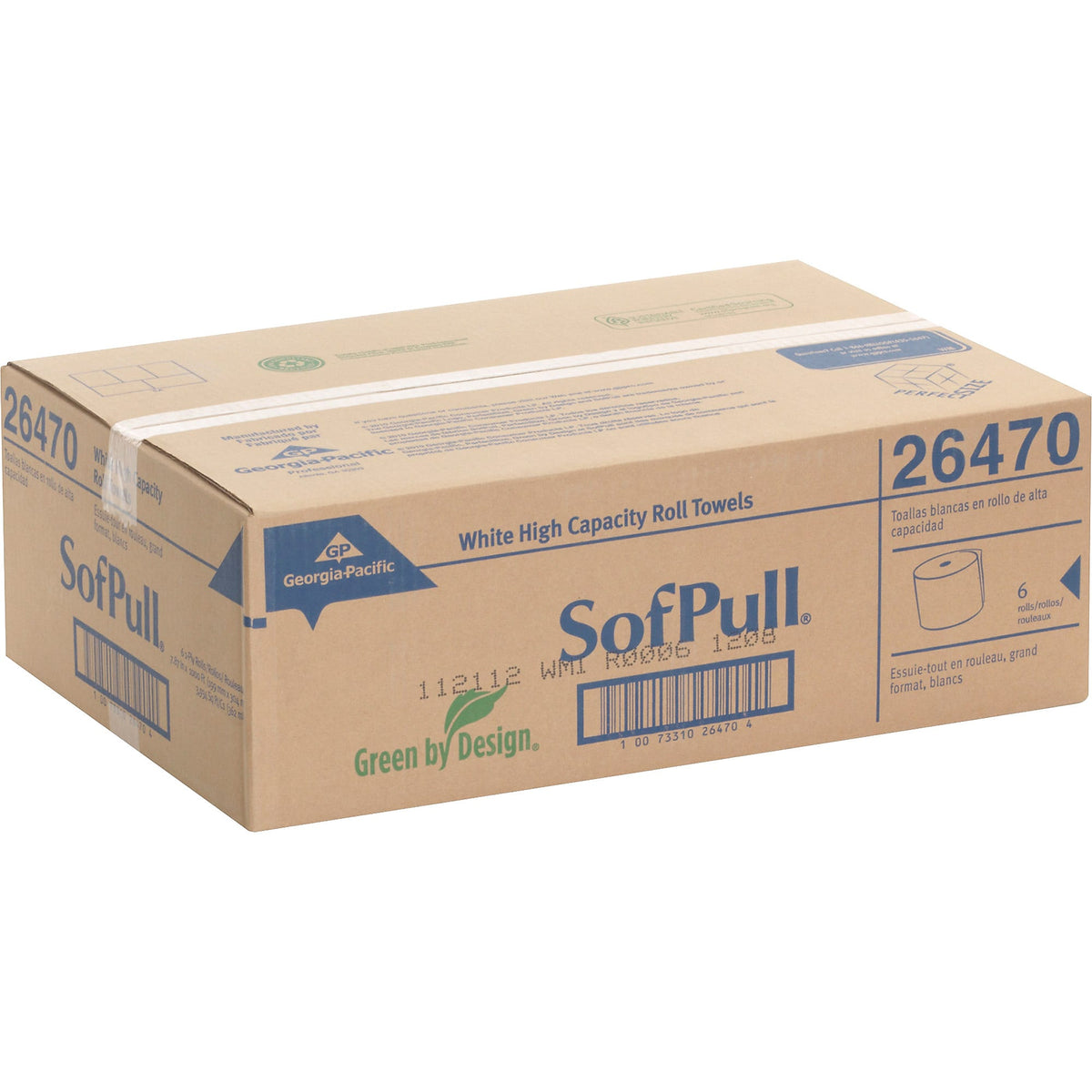 Georgia-Pacific Sofpull High-Capacity Hardwound Paper Towel, 1-Ply, White, 1000'/Roll, 6 Rolls/Carton