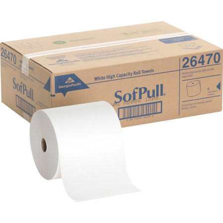 Georgia-Pacific Sofpull High-Capacity Hardwound Paper Towel, 1-Ply, White, 1000'/Roll, 6 Rolls/Carton