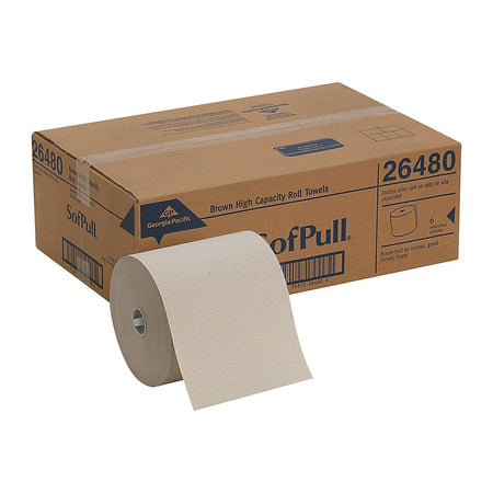 Georgia-Pacific Sofpull Recycled High-Capacity Hardwound Paper Towel, 1-Ply, Natural, 1000'/Roll, 6 Rolls/Carton