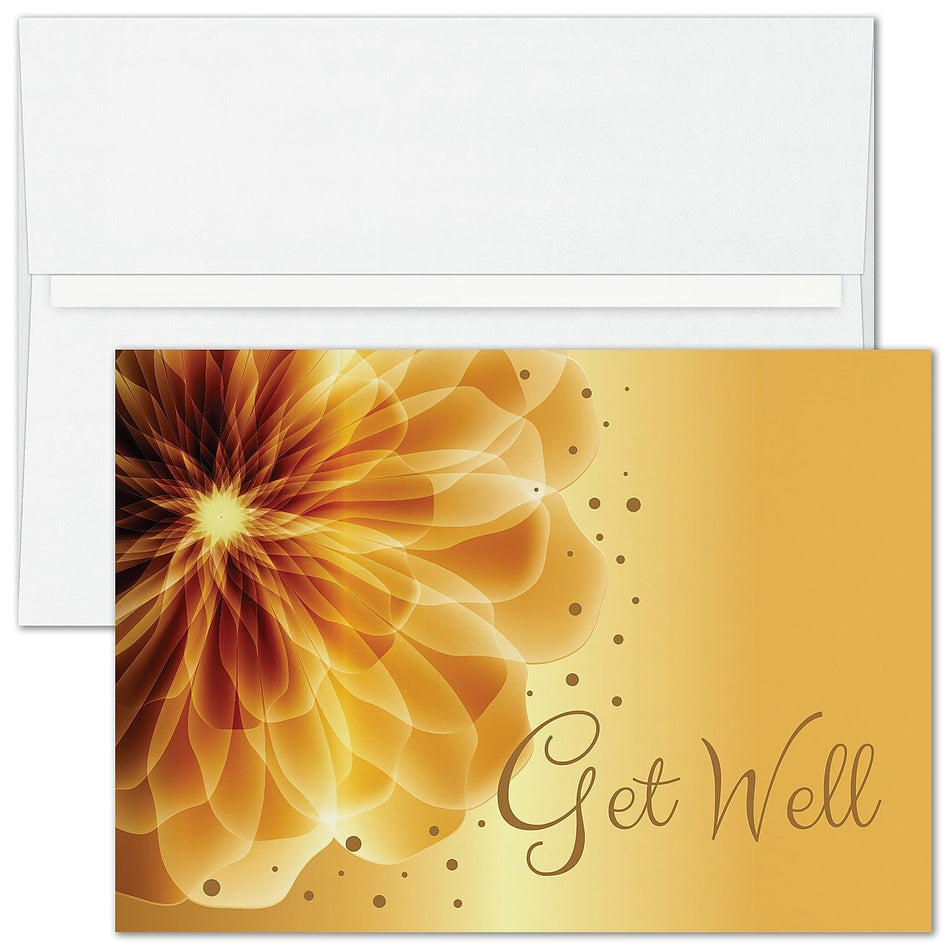 "Get Well Flower" Card w/ White Unlined Envelope, 100/BX