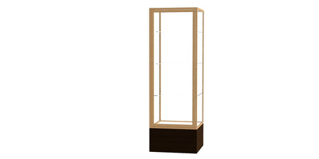 Ghent Keepsake 24"W x 72"H x 24"D Floor Case, Clear Back, Champagne Finish, Walnut Vinyl Base