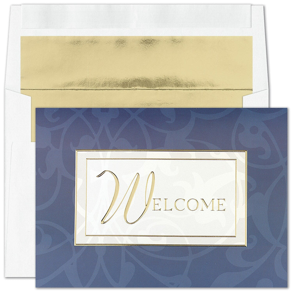 "Gilded Welcome" Card w/ Gold Lined White Envelope, 100/BX
