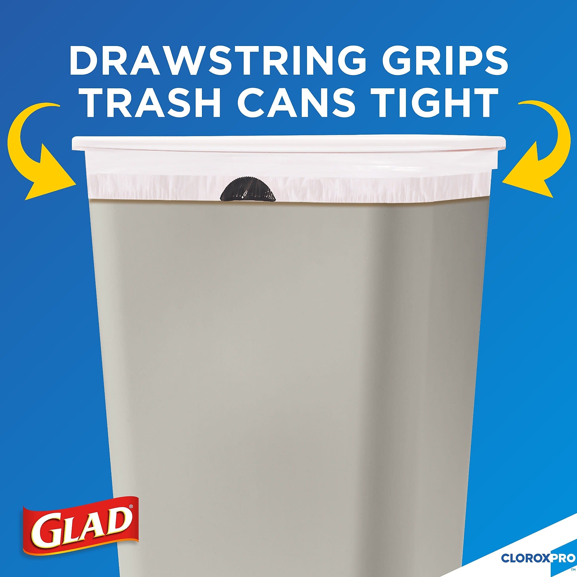 Glad 13 Gallon Trash Bag, 8.5"x8.5", Low Density, .72 mil, White, 100 Bags/Box