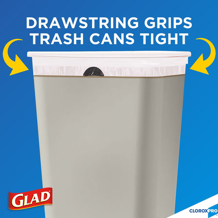 Glad 13 Gallon Trash Bag, 8.5"x8.5", Low Density, .72 mil, White, 100 Bags/Box