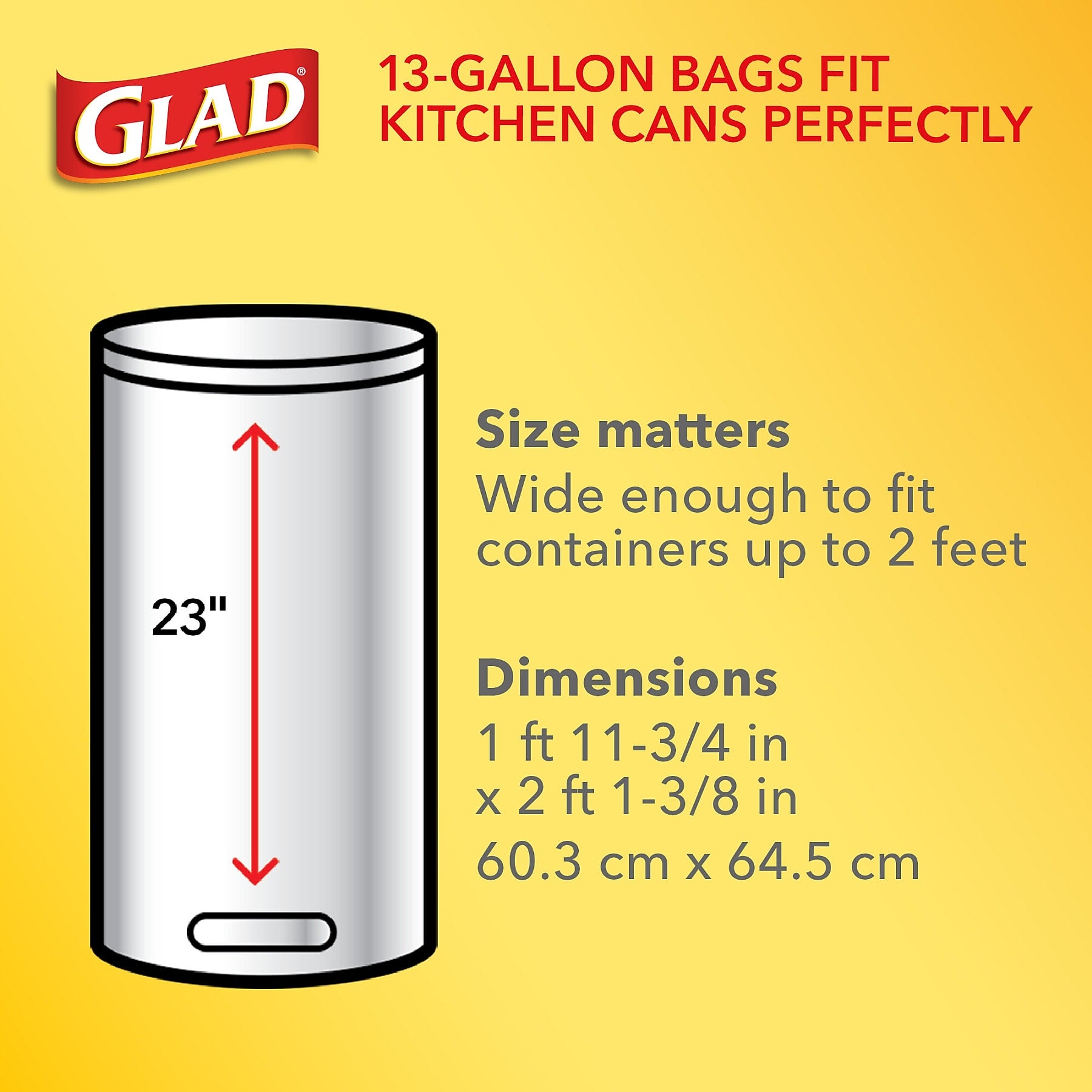 Glad 13 Gallon Trash Bag, 8.5