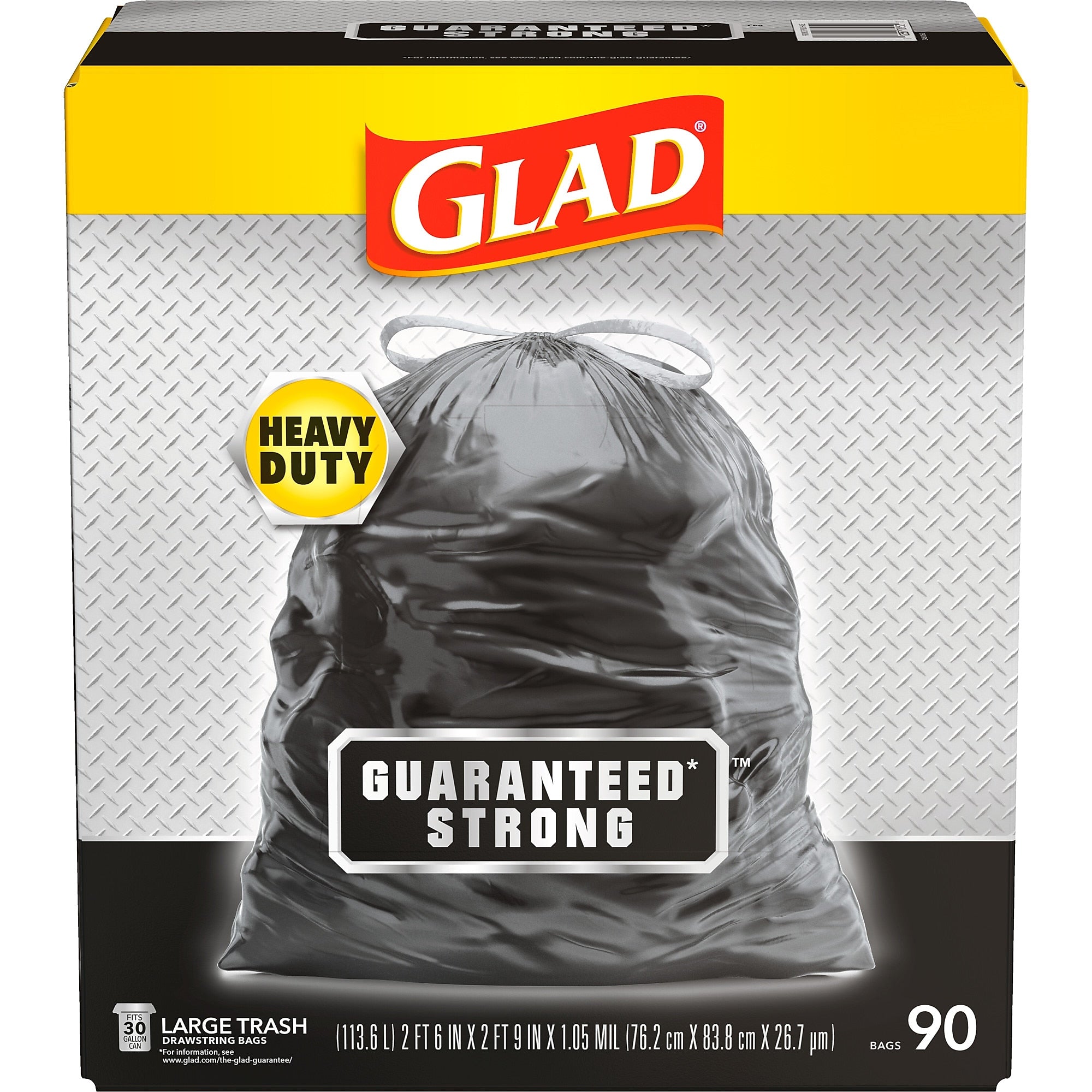 Glad 30 Gallon Large Drawstring Trash Bags, 90/Box