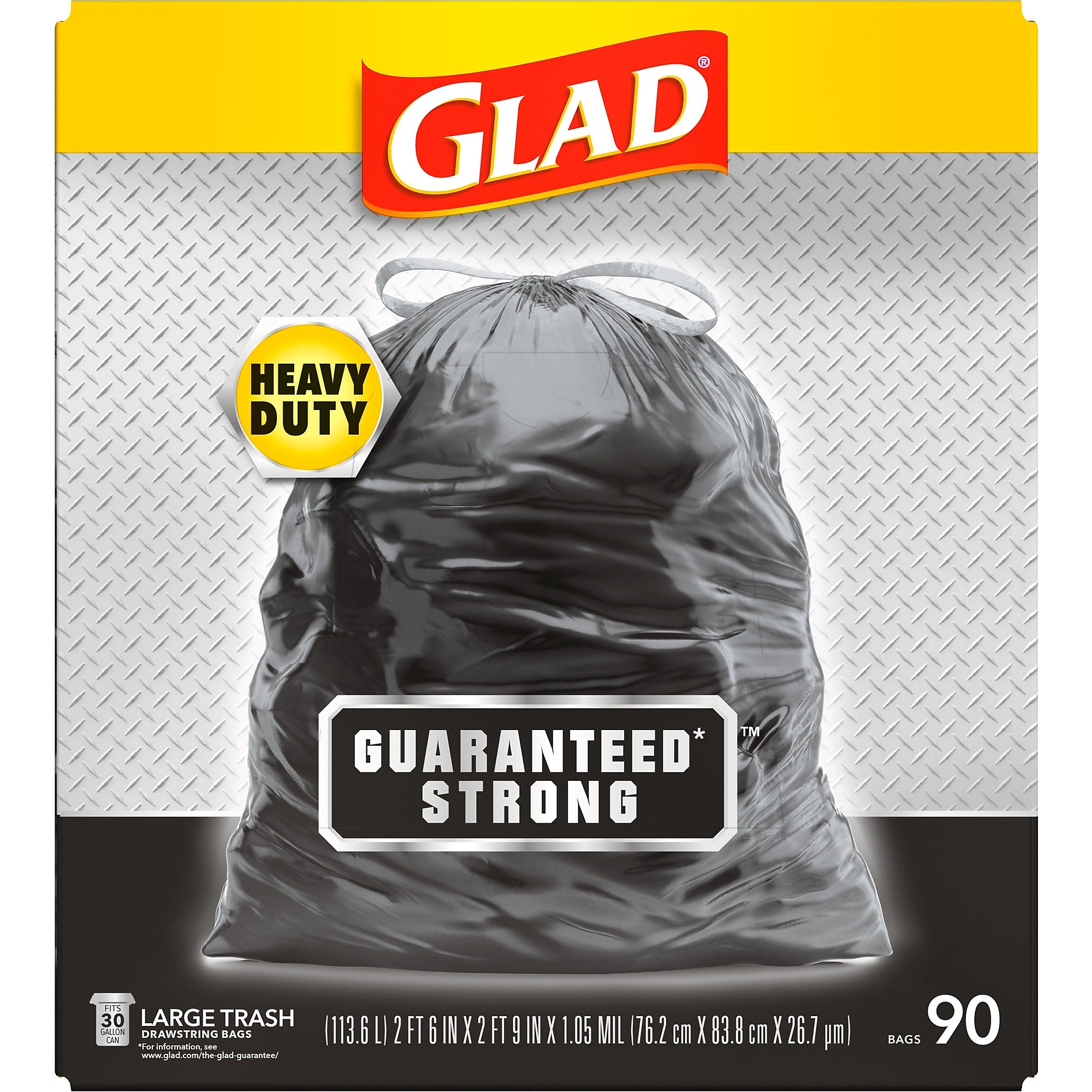 Glad 30 Gallon Large Drawstring Trash Bags, 90/Box