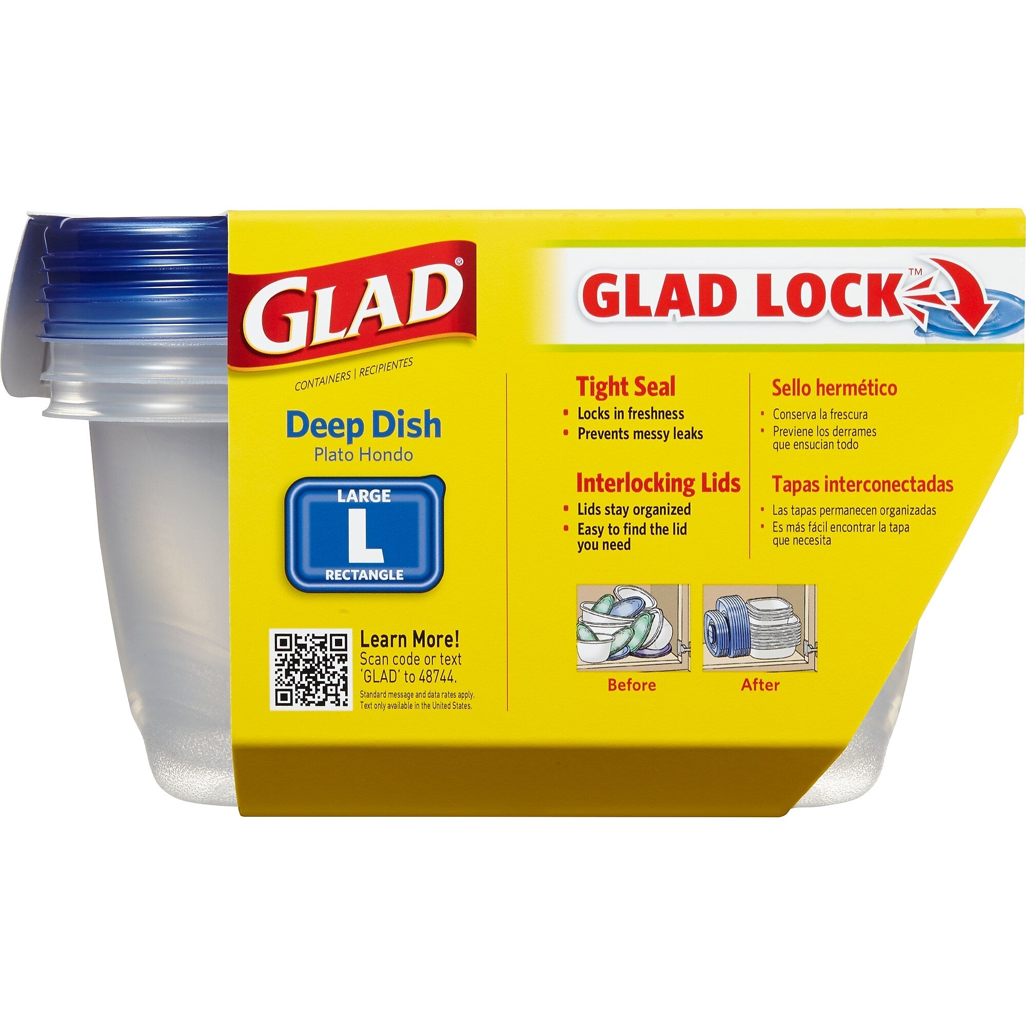 Glad® Deep Dish Containers, 64 Oz., 3/Pack