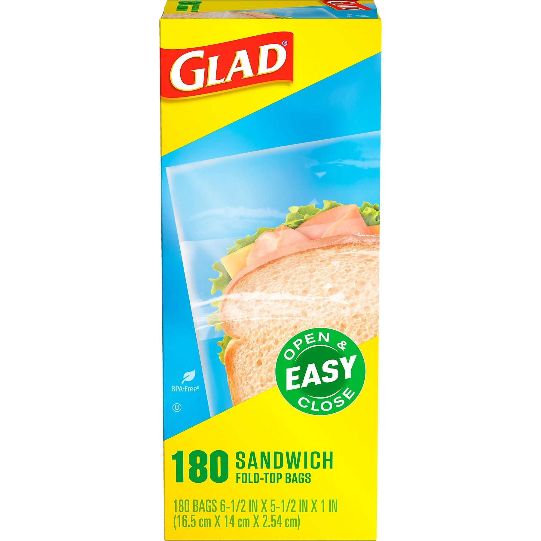 Glad Fold Top Bags, Sandwich, 180 Bags/Box