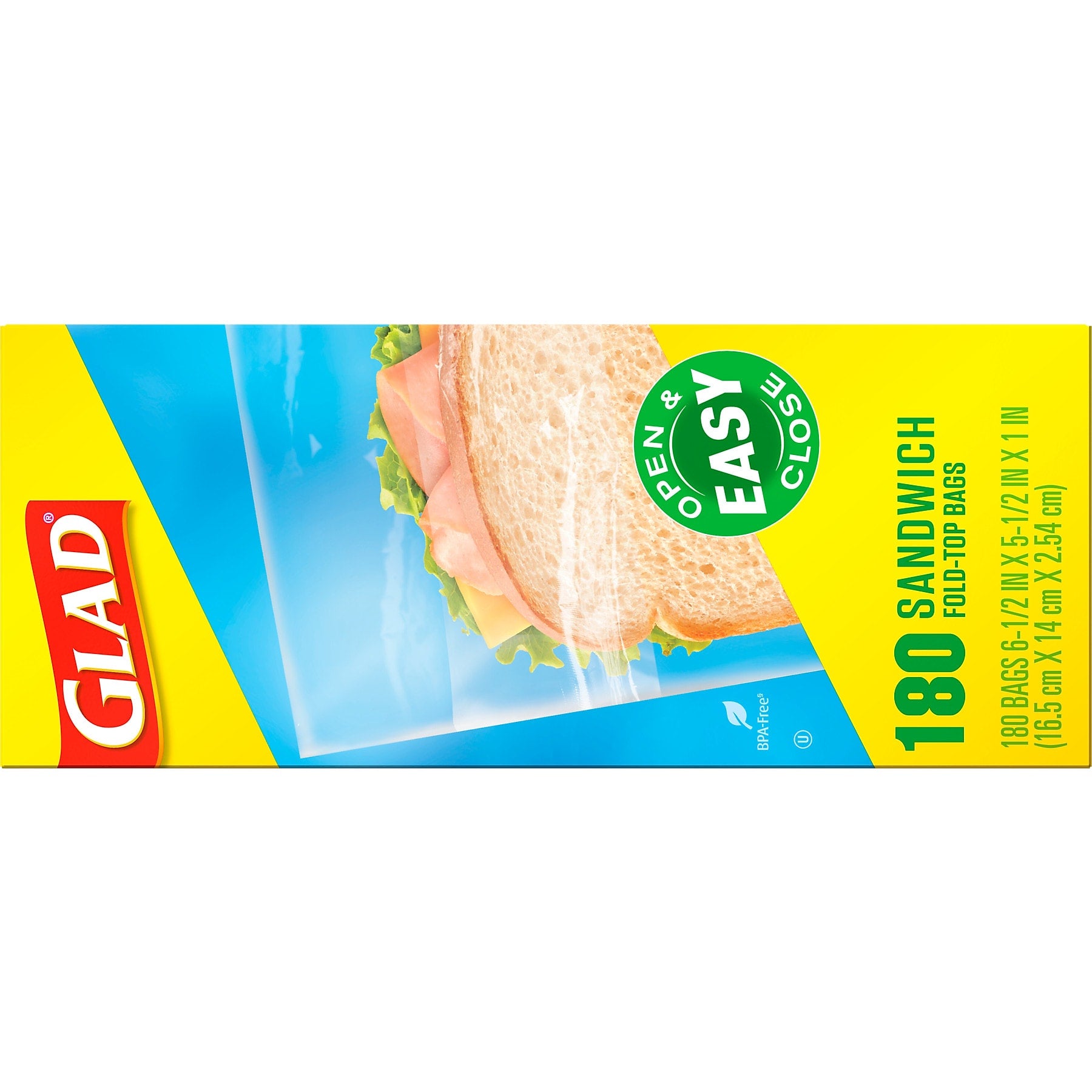 Glad Fold Top Bags, Sandwich, 180 Bags/Box