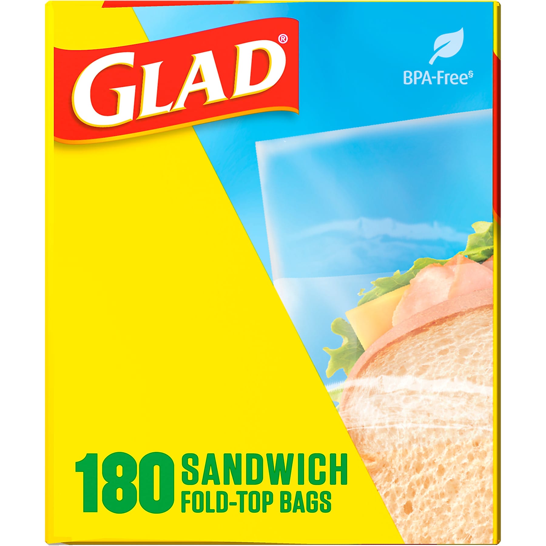 Glad Fold Top Bags, Sandwich, 180 Bags/Box