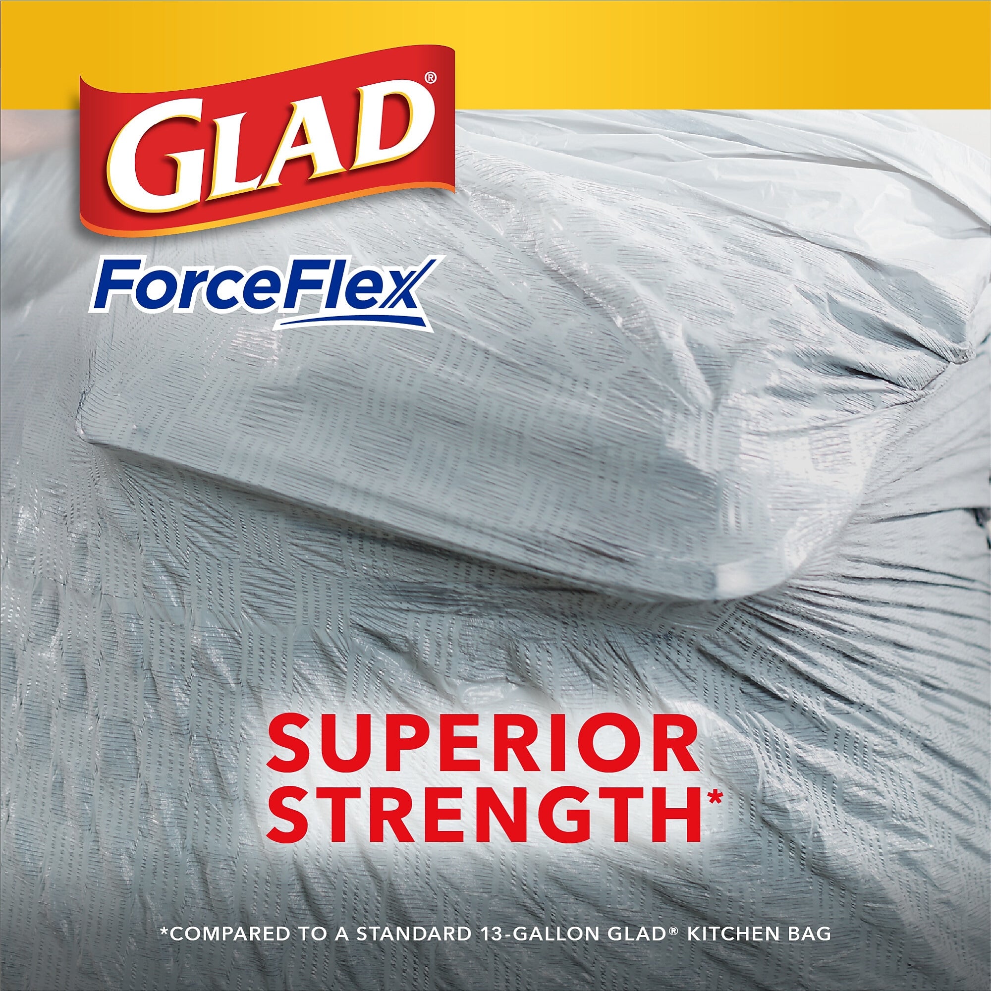 Glad ForceFlex OdorShield 13 Gallon Kitchen Trash Bag, 23.75