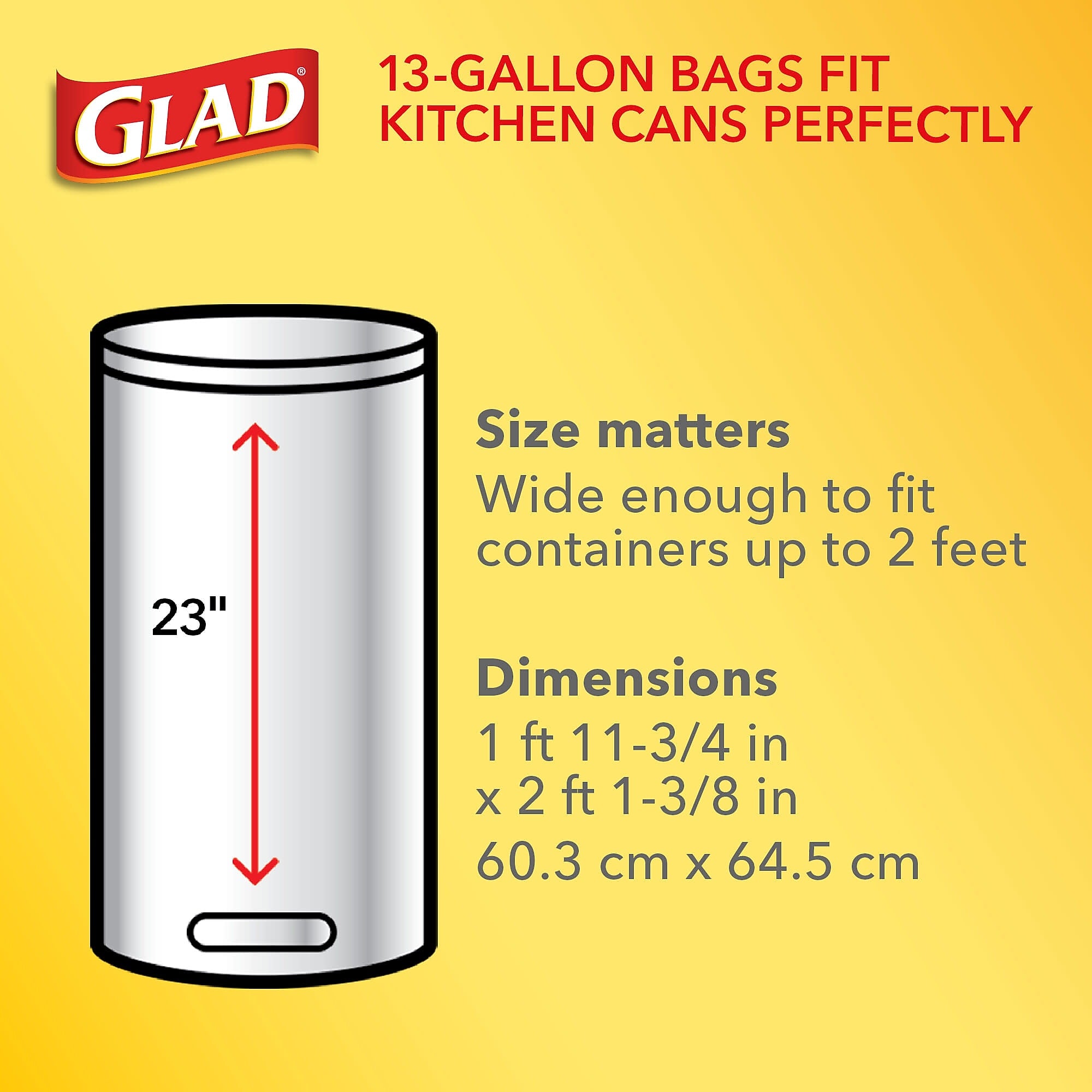 Glad ForceFlex OdorShield 13 Gallon Kitchen Trash Bag, 23.75