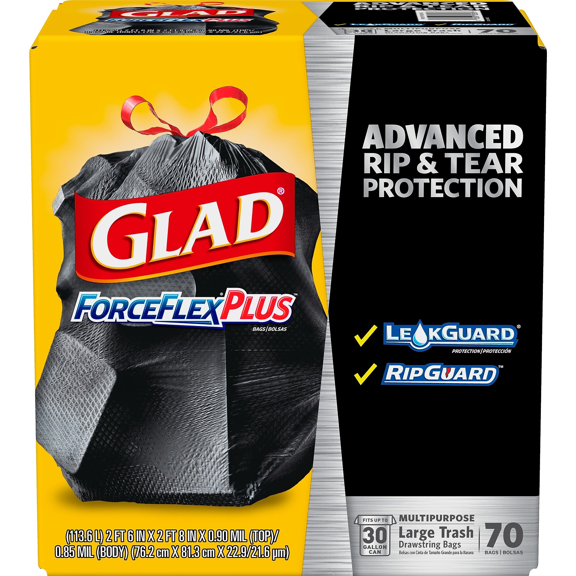 Glad ForceFlexPlus 30 Gallon Trash Bag, 5.31