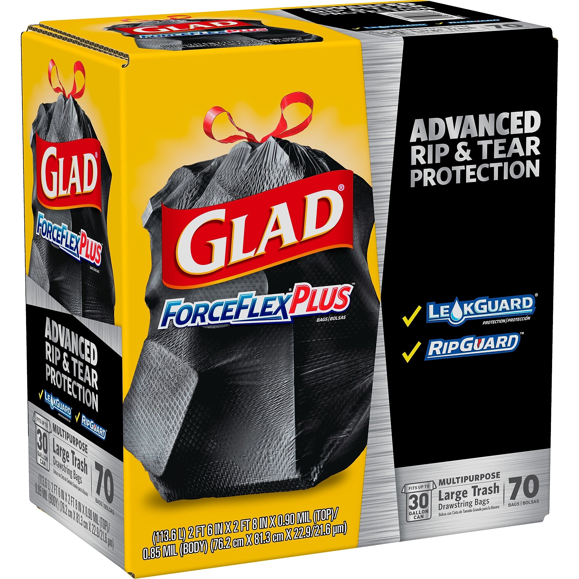 Glad ForceFlexPlus 30 Gallon Trash Bag, 5.31