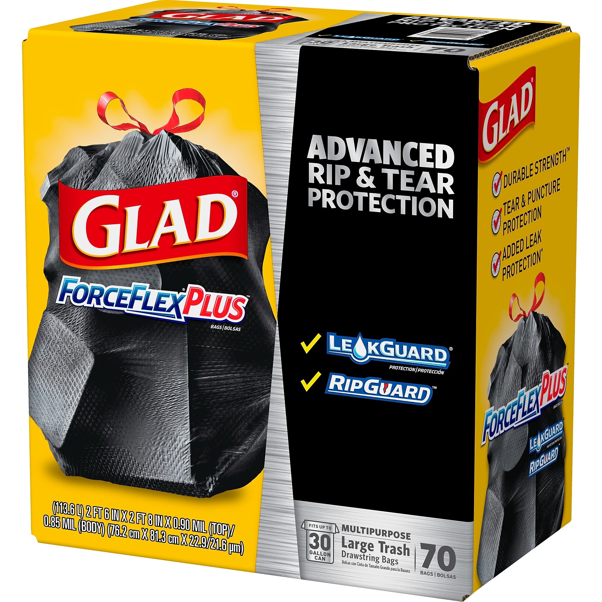 Glad ForceFlexPlus 30 Gallon Trash Bag, 5.31