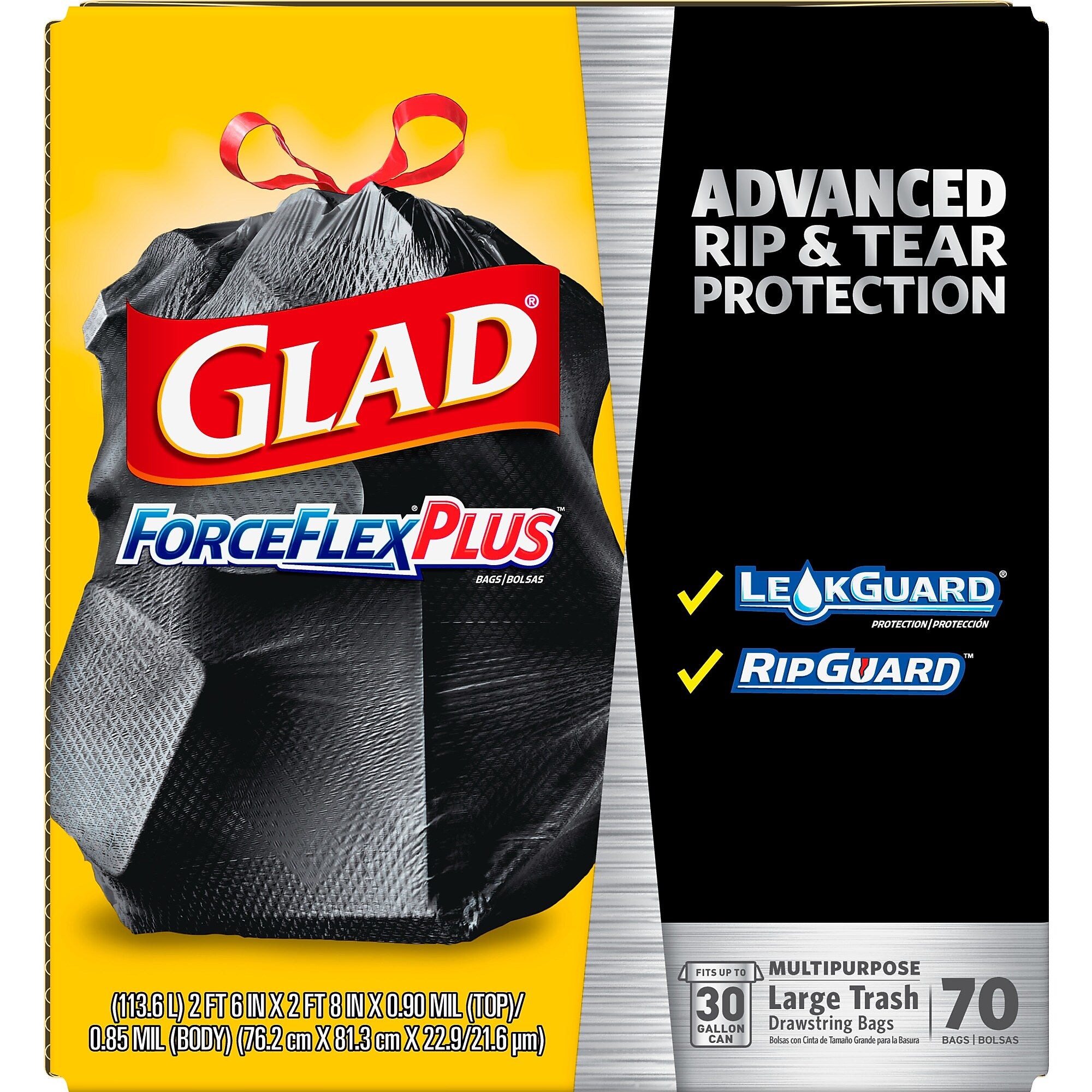 Glad ForceFlexPlus 30 Gallon Trash Bag, 5.31