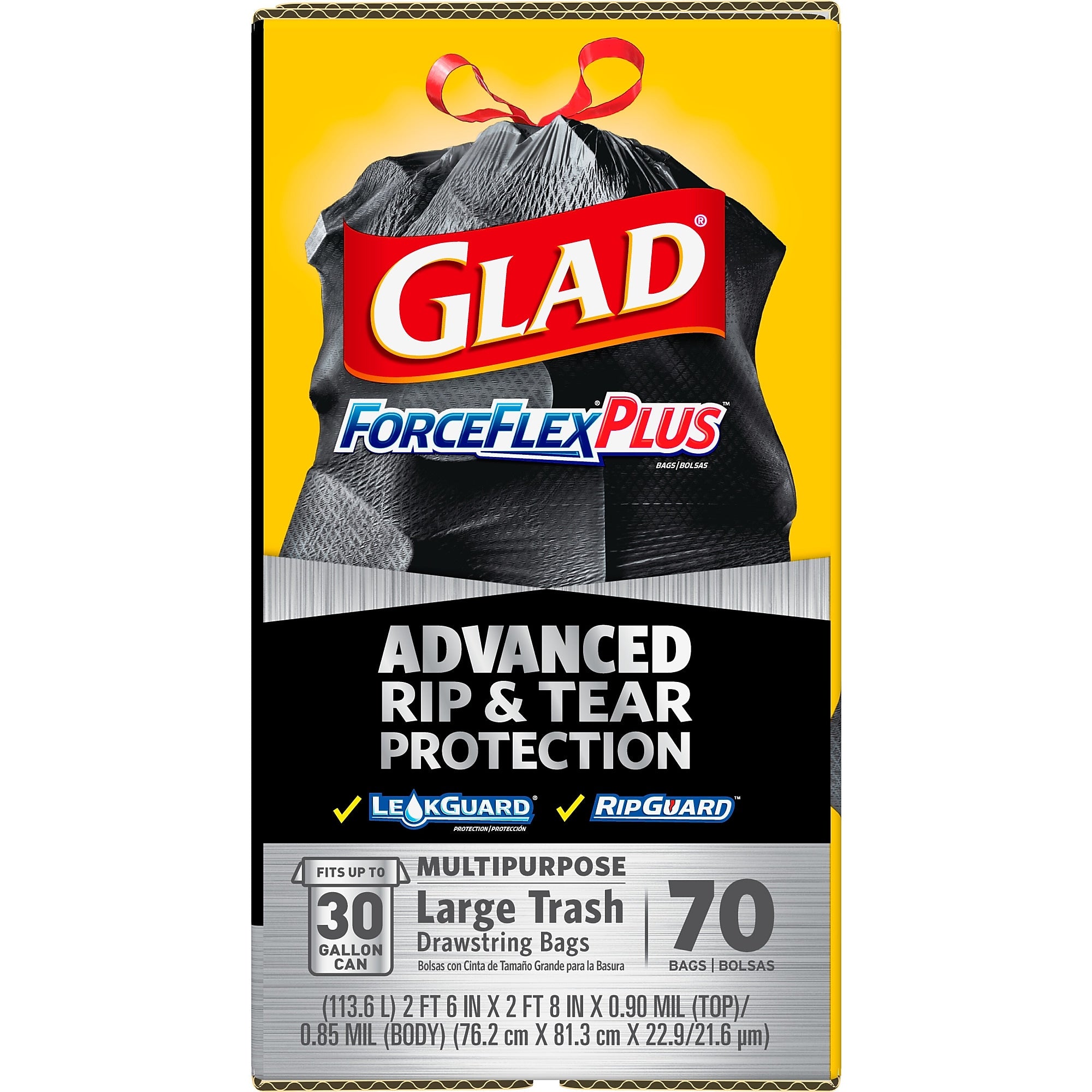 Glad ForceFlexPlus 30 Gallon Trash Bag, 5.31