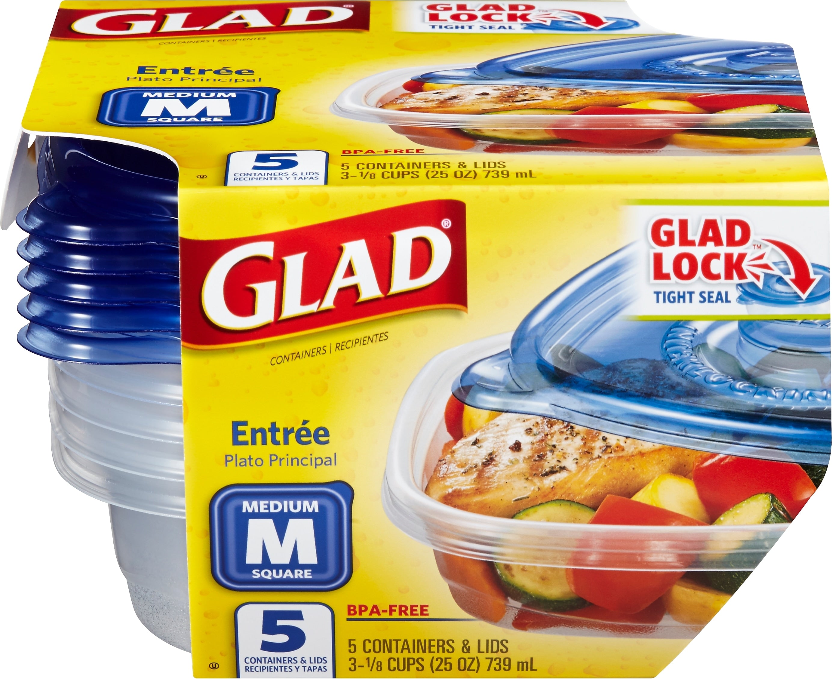 Glad Home Collection Containers, 25 Oz., 5/Pack