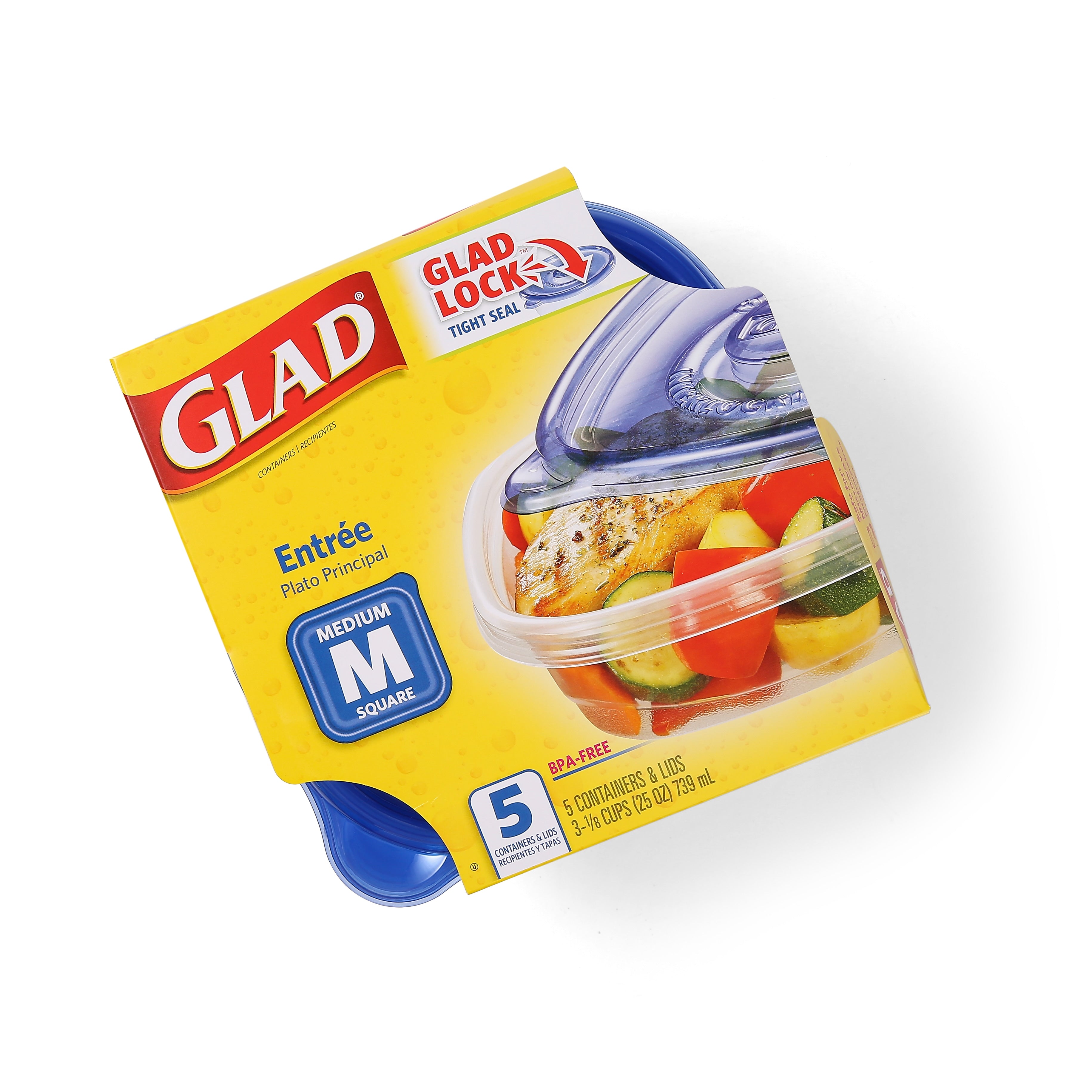 Glad Home Collection Containers, 25 Oz., 5/Pack