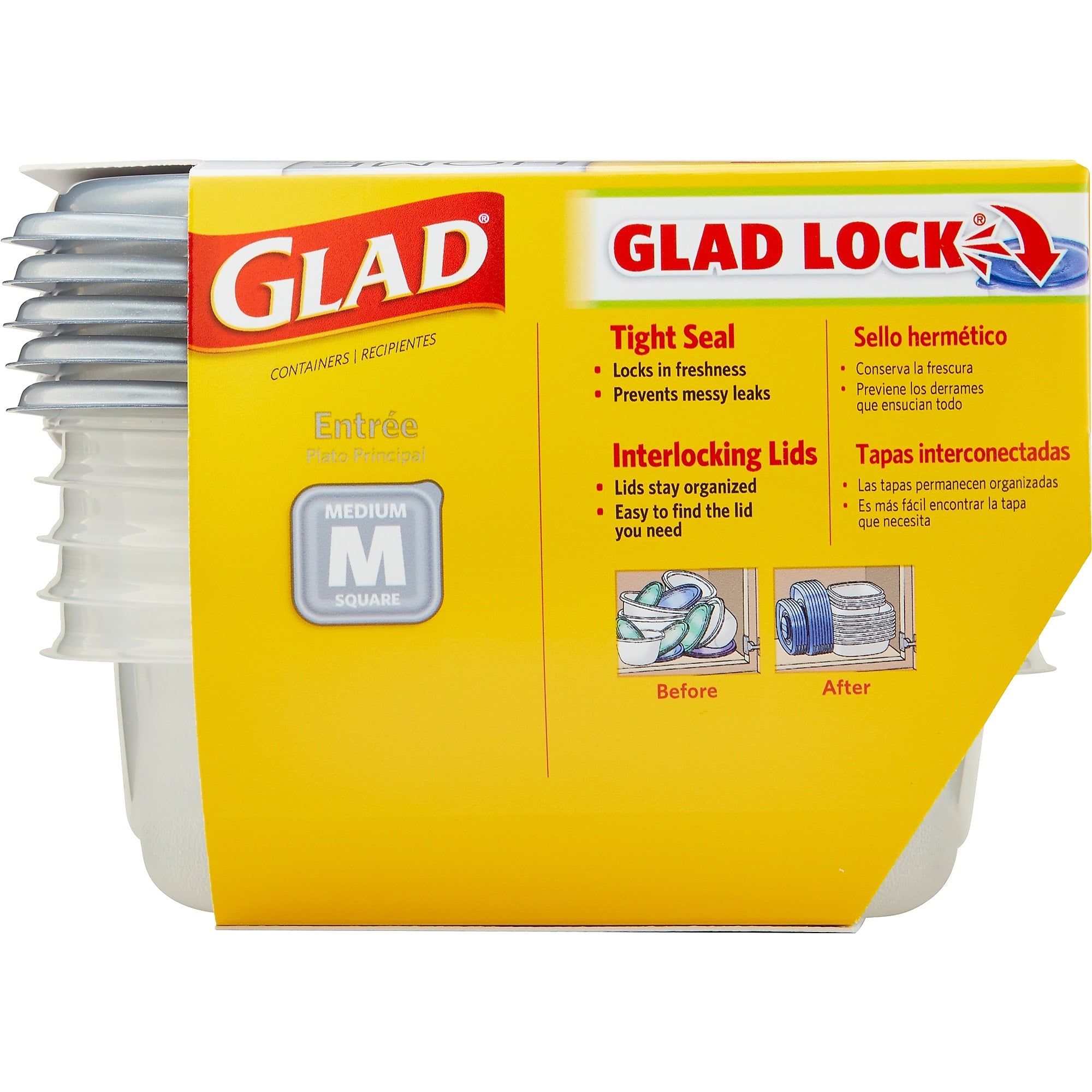 Glad Home Collection Containers, 25 Oz., 5/Pack
