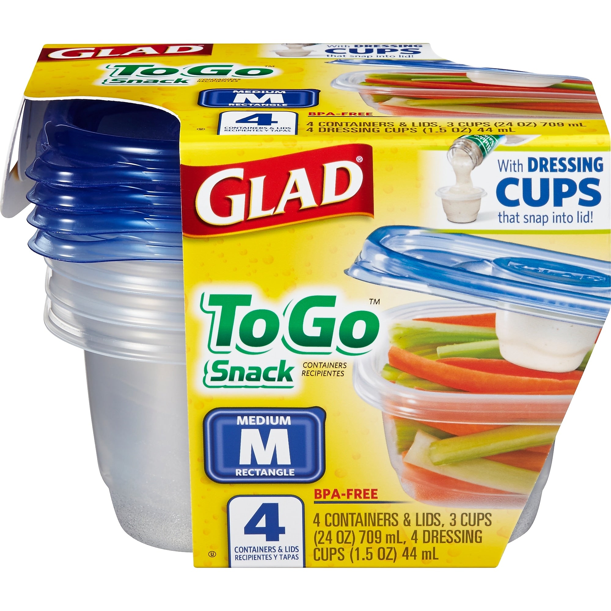 Glad® To Go Lunch Containers, 32 Oz., 4/Pack