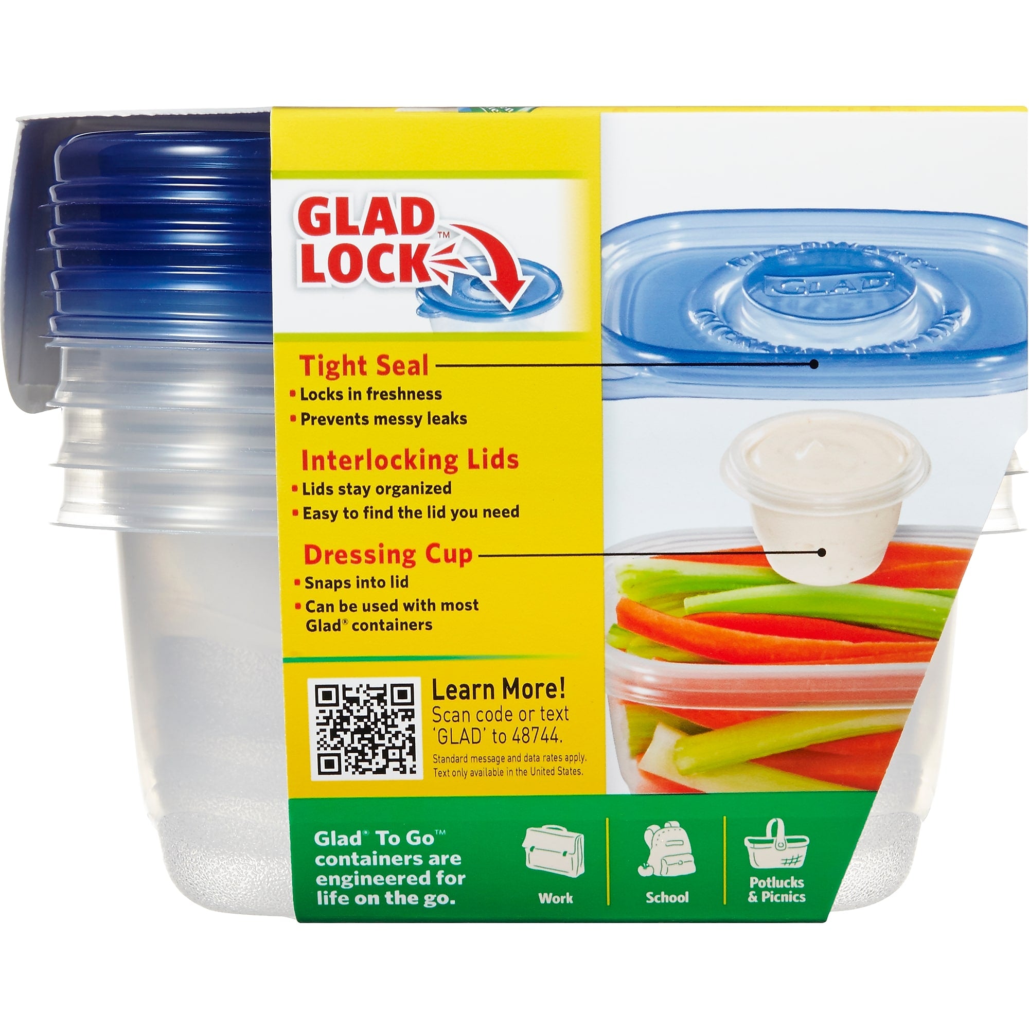 Glad® To Go Lunch Containers, 32 Oz., 4/Pack