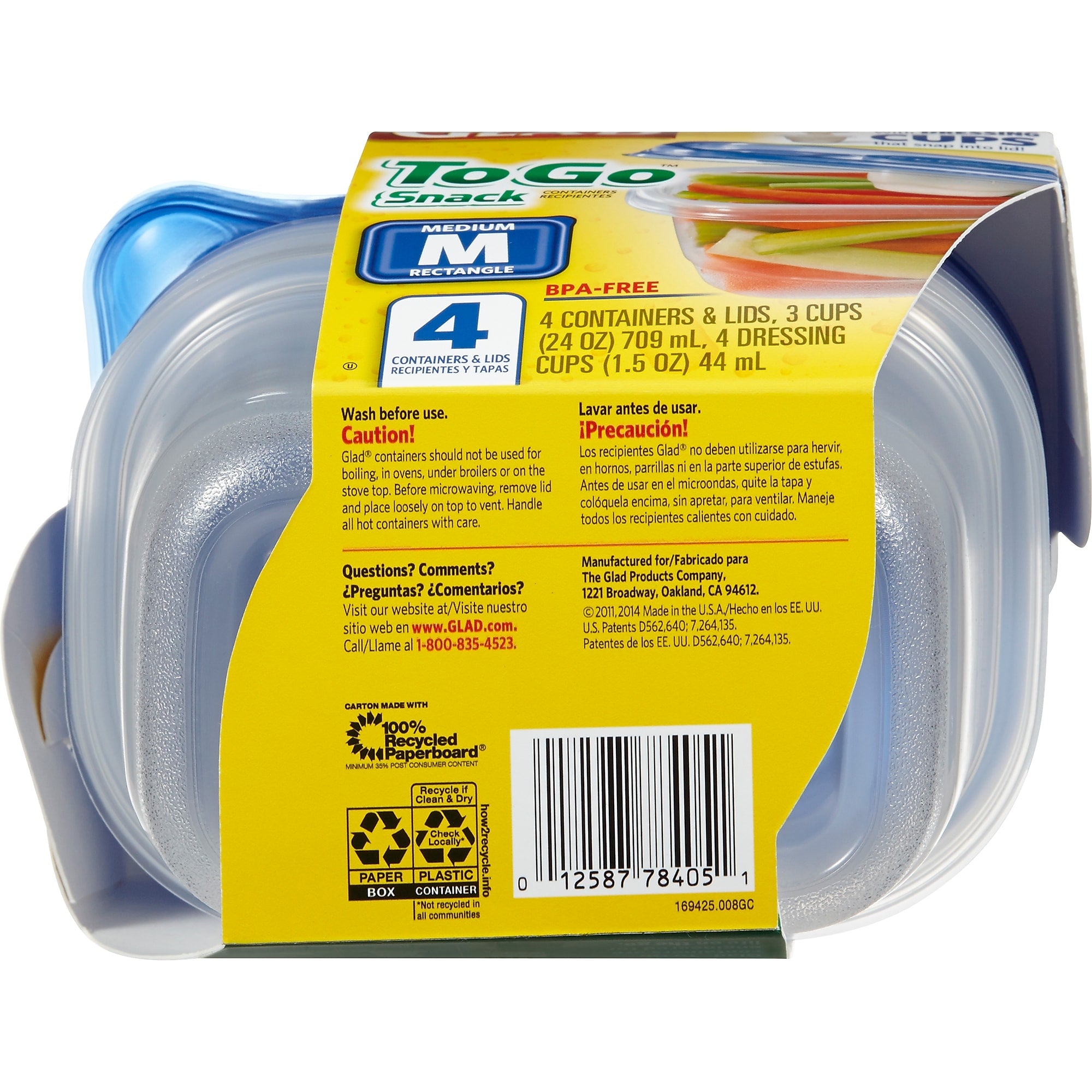 Glad® To Go Lunch Containers, 32 Oz., 4/Pack